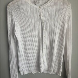 Women's White Cardigan with Ribbed Detailing 100 percent cotton